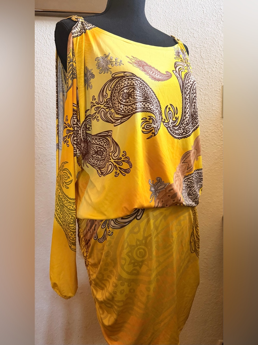 VENUS Yellow and Brown paisley Women's Summer dress.
